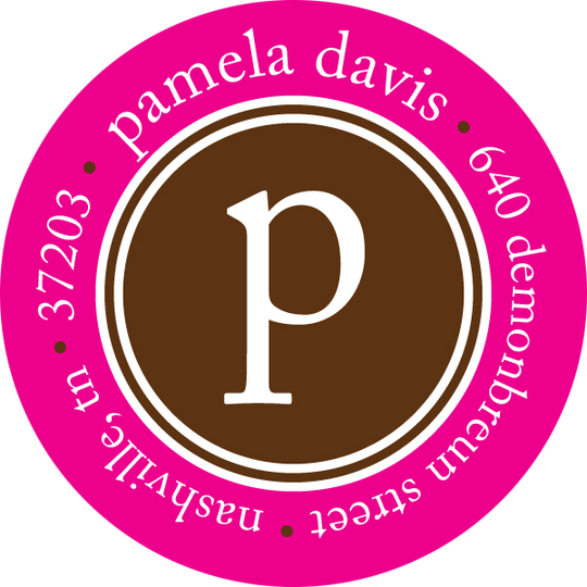 Hot Pink Modern Initial Round Address Labels